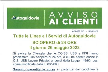 Autoguidovie-avviso di sciopero